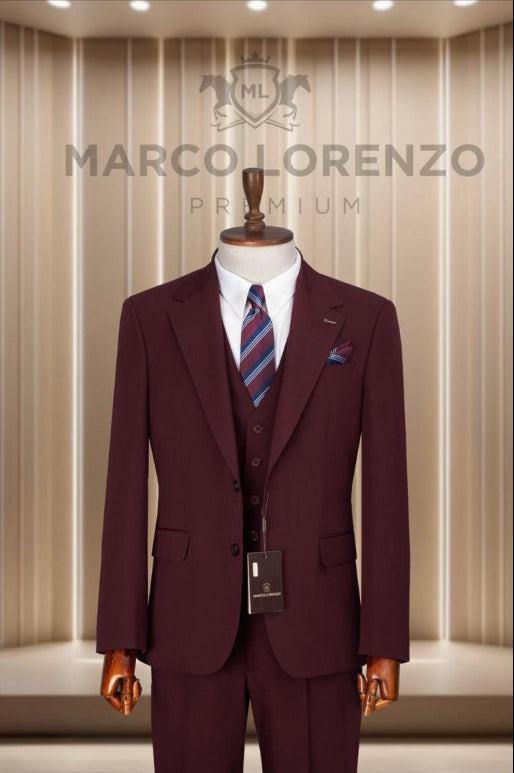 Men’s Suit 3PC Wine Red