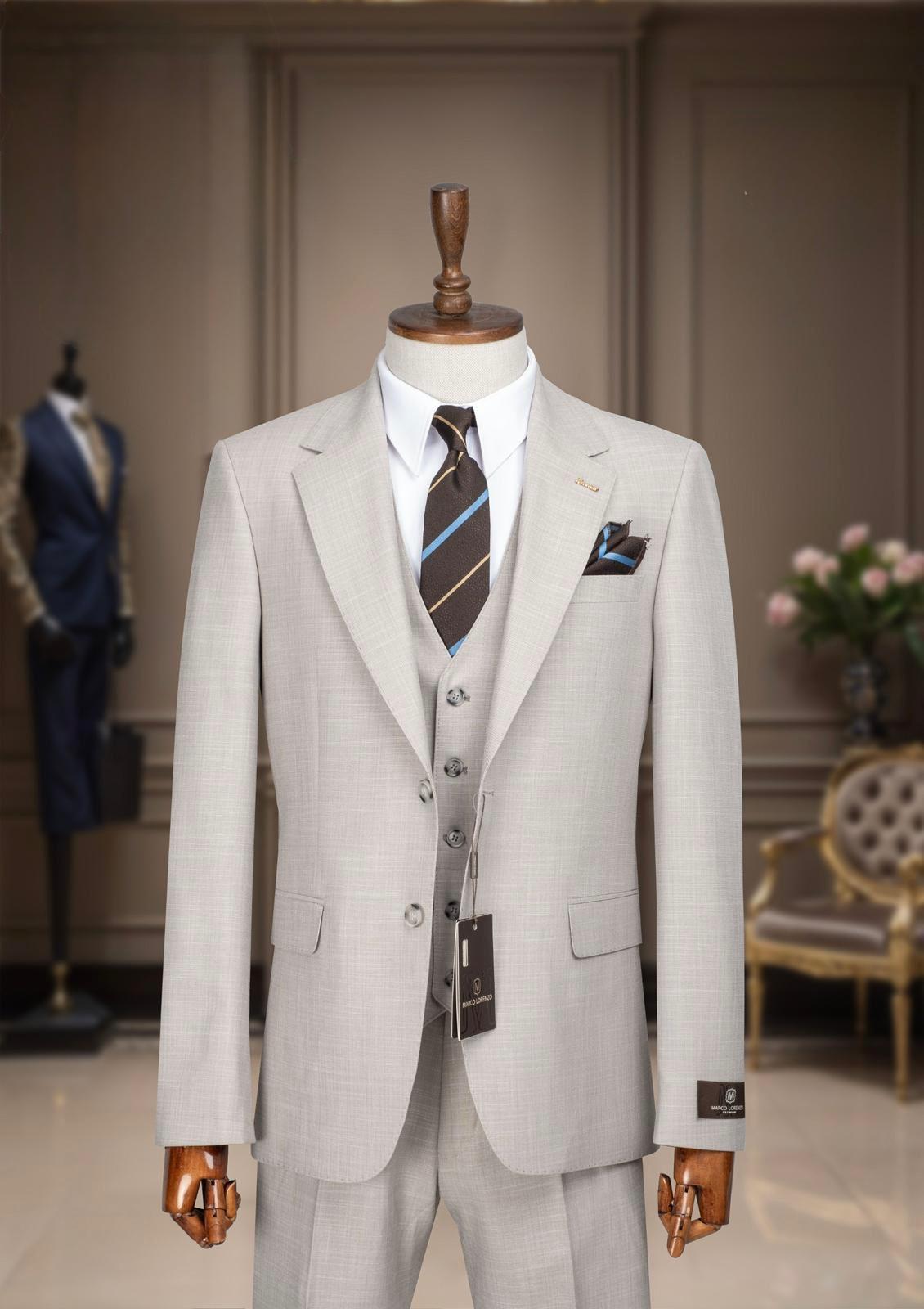 Men’s Suit 3PC Silver