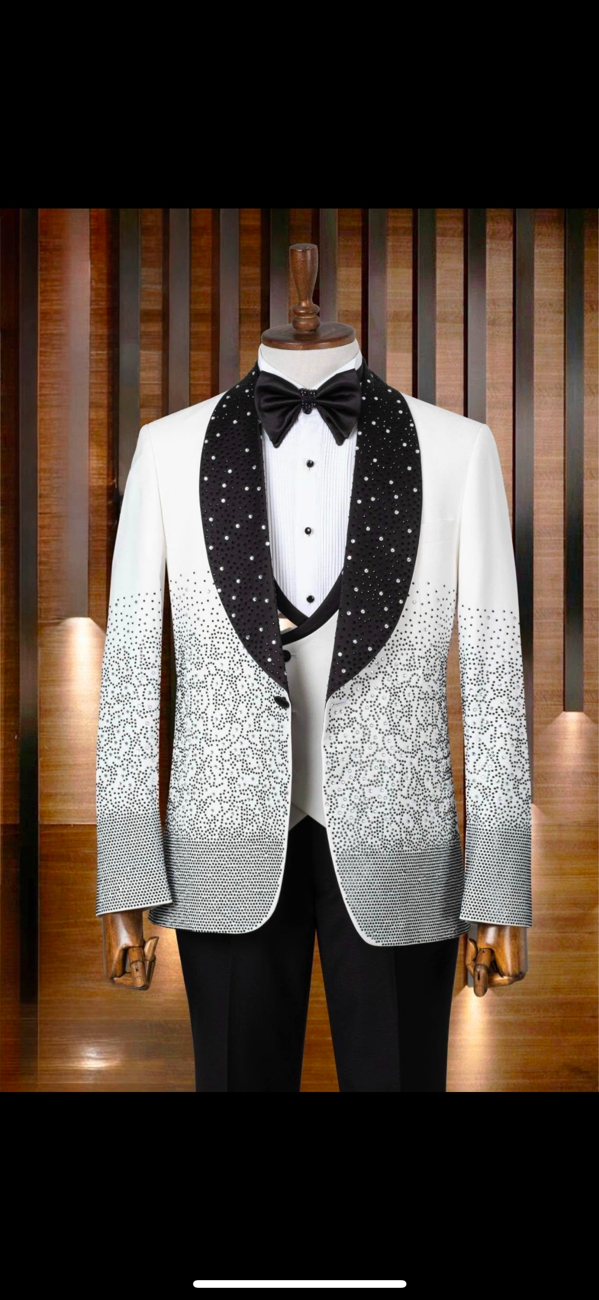 Luxury Tuxedo White Rhinestone