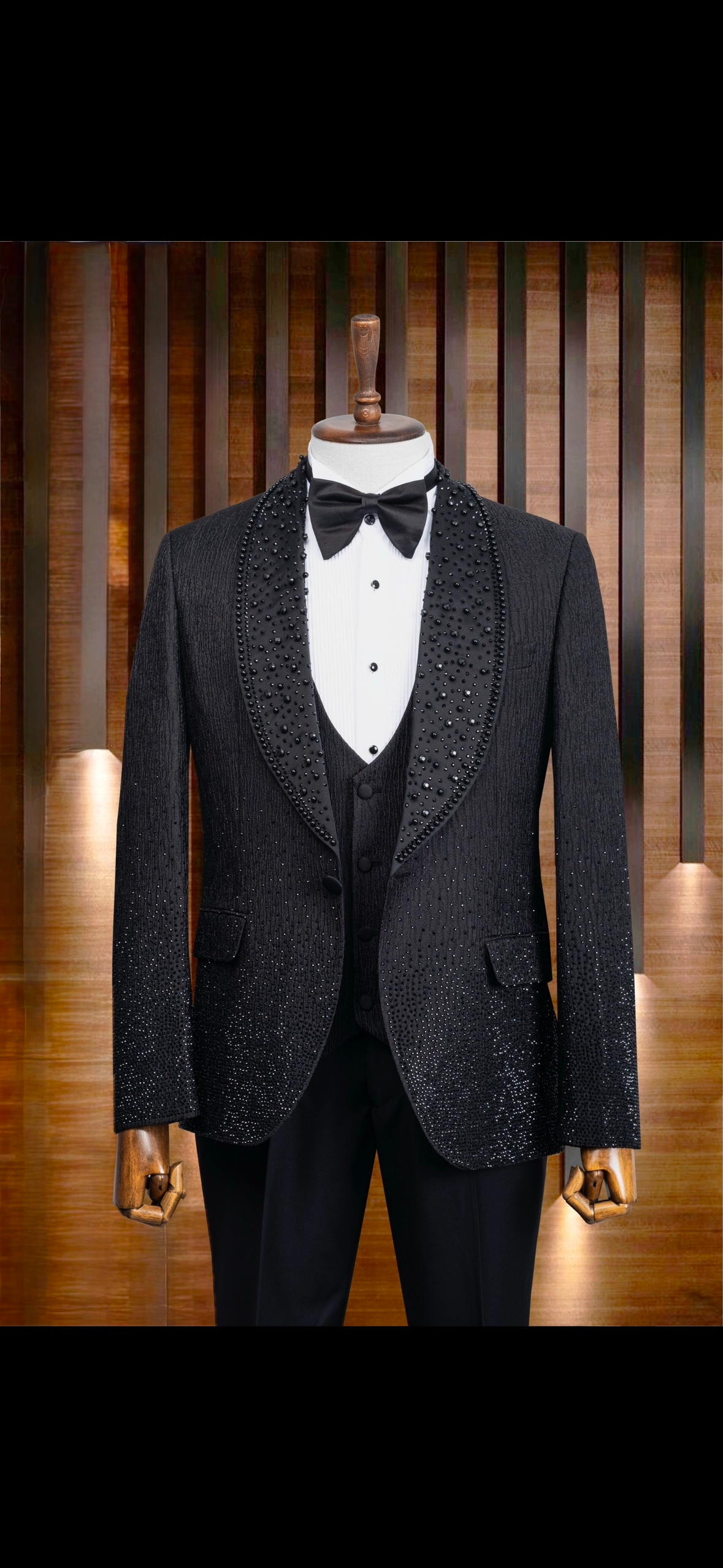 Luxury Tuxedo Black Rhinestone