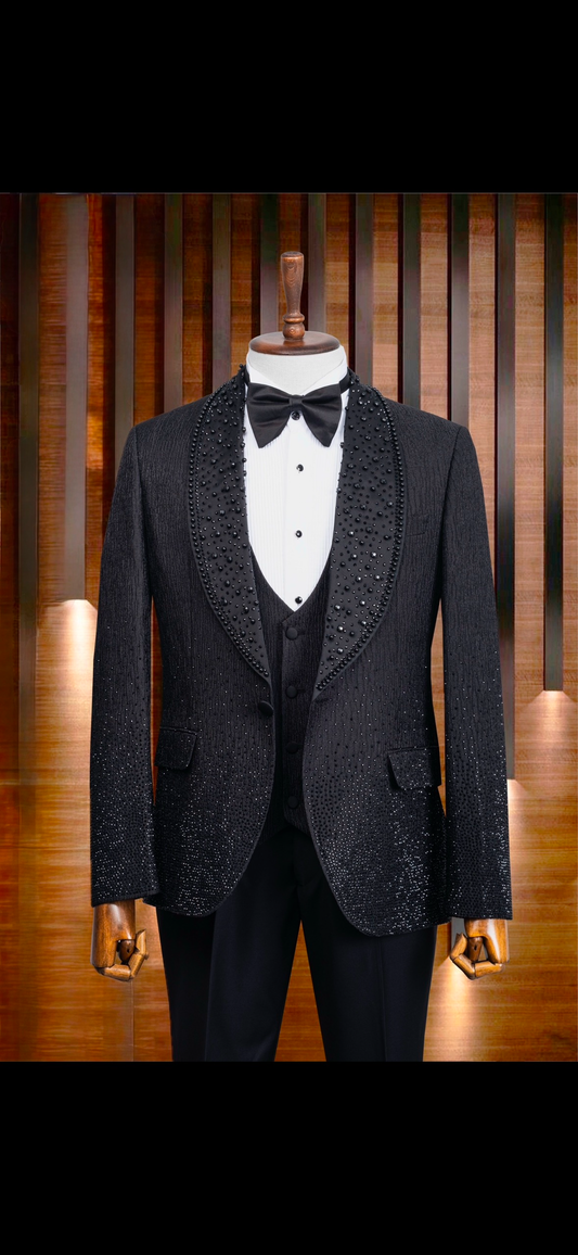 Luxury Tuxedo Black Rhinestone