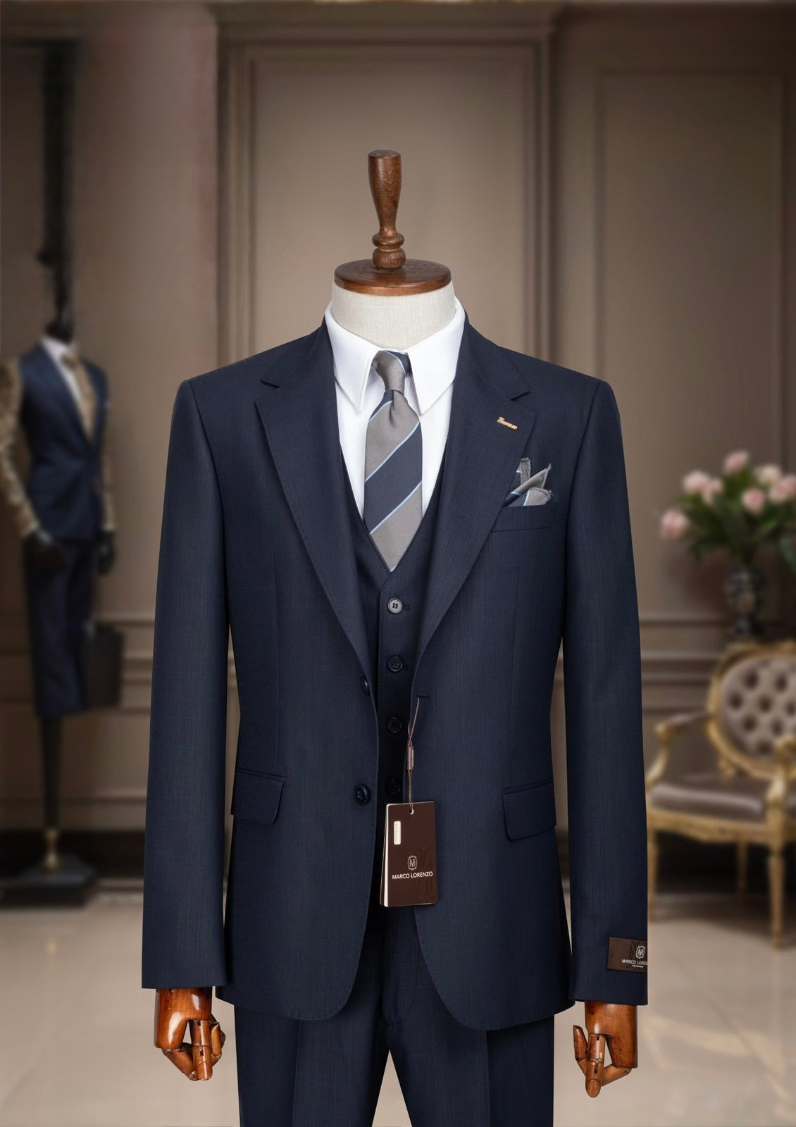 MENS SUIT 3PC NAVY